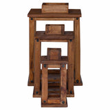 Lantern 3 pcs Natural Mahogany Wood 42012367