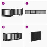 Dog Gate with Door Foldable 4 Panels Black 320 cm Poplar Wood 352257