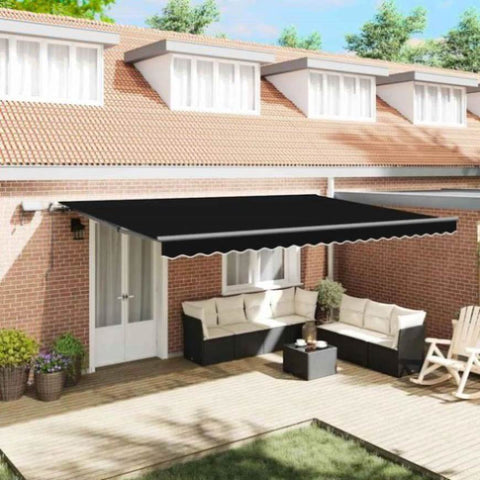 Retractable Awning Manual Black 500 x 350 cm Fabric 3331522
