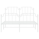 ZNTS Metal Bed Frame with Headboard and Footboard White 140x190 cm 373954