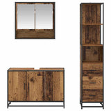 Bathroom Furniture Set with Door 3 pcs Old Wood Engineered Wood 3402414