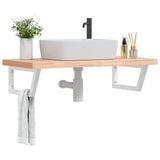 Basin Shelf Wall Mounted Steel and Solid Wood Beech 3302438
