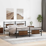 Metal Bed Frame without Mattress Brown Oak 183x213 cm 3325104