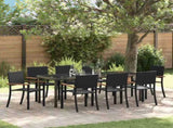 Garden Dining Set 9 pcs Black Powder-Coated Steel 3379421