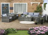 6 Pieces Rattan Garden Furniture Set, 7 Seater Wicker Outdoor Furniture Set with Storage Tea Table & T3398P314671