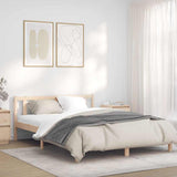 Bed Frame Natural 152 x 203 cm Solid Pine Wood 900317