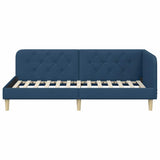 Corner Bed Frame with Headboard Blue 100 x 200 cm Fabric 42016584