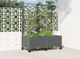 Garden Planter with Trellis&Wheels Light Grey 80 x 40 x 146 cm 3422972