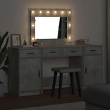 Dressing Table with Mirror Lights 3 pcs Grey Engineered Wood 3334248