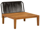 Garden Middle Sofa with Cushions Solid Acacia Wood & Rope 42022063