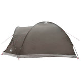 Cabin Tent with Roof Brown grey 4-Person Polyester and Steel 42029011