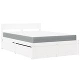 Bed with Drawers and Mattress White 120x190 cm Small Double Solid Wood Pine 3281917
