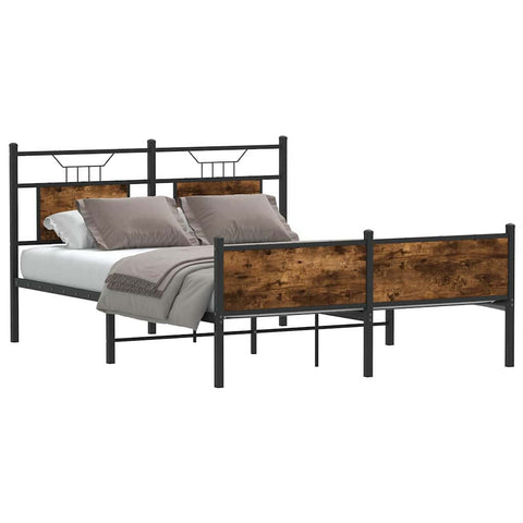 Bed Frame without Mattress Smoked Oak 140x200 cm Engineered Wood 4106927