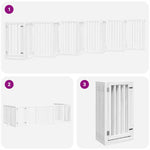 Dog Gate with Door Foldable 12 Panels White 600 cm Poplar Wood 3155651