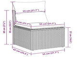 2 Piece Garden Sofa Set with Cushions Black Poly Rattan Acacia 3325233