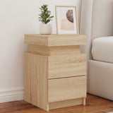 ZNTS Bedside Cabinet with LED Lights Sonoma Oak 35x39x55 cm 836753