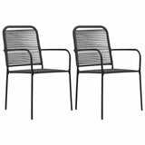 3 Piece Garden Dining Set Cotton Rope and Steel Black 3058277