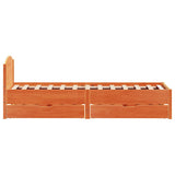 Bed Frame without Mattress Wax Brown 75x190 cm Small Single Solid Wood Pine 3301853