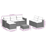 5 Piece Garden Sofa Set with Cushions Black Poly Rattan Acacia 3213537