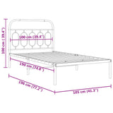 Metal Bed Frame without Mattress with Headboard Black 100x190cm 377111