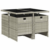 5 Piece Garden Dining Set with Cushions Light Grey Poly Rattan 3210539