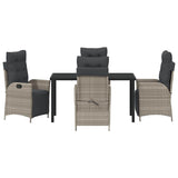 Garden Dining Set with Cushion 5 pcs Light Grey Poly Rattan 3380570