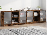 Bookcase with Doors Smoked Oak 204x37x75 cm Engineered Wood 3206535