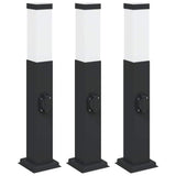 Bollard Lights with Outlet 3 pcs 50 cm Black IP44 4006084