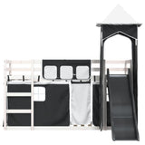 Bunk Bed without Mattress with Slide White and Black 90x190 cm Single 3284209