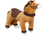 Ride On Horse, Plush Walking Horse Toy with Wheels and Saddle for Ages 3-5 Years Old, Brown T3398P422161