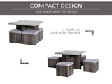 5PC Dining Set Garden Patio Wooden Set 4 Storage Stools Footrest Ottoman with Cushions 1 Table T3398P378096
