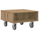 Side Table with Wheels Artisan Oak 50.5 x 50 x 30 cm 891031