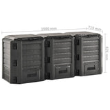 312274 Garden Composter Black 1200 L