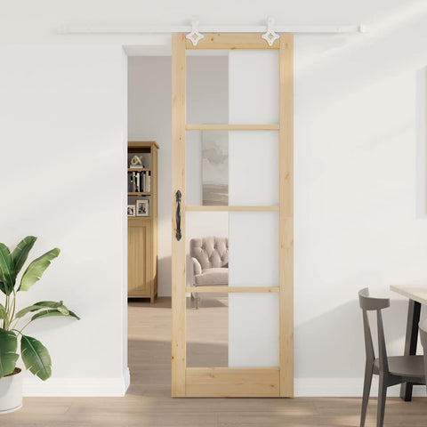 Sliding Door Manual Brown 78 x 232 cm Wood and metal 3332247