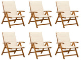 Reclining Garden Chairs 6 pcs Natural Solid Acacia Wood 3434470