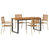 Garden Dining Set 5 pcs Beige Solid Acacia Wood 3365459