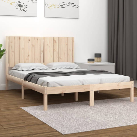 ZNTS Bed Frame Solid Wood Pine 135x190 cm Double 3104388