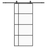 Sliding Door with Hardware Set Black 90x205 cm ESG Glass 3375870