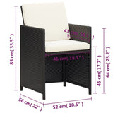 Garden Dining Chair Set of 4 Black Polyethylene with Rattan Look 316802