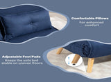 Two-Seater Linen-Look Sofa Bed - Dark Blue T3398P377860