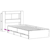 Bed Frame with Storage with Headboard Concrete Grey 75 x 190 cm 3433992