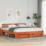 Bed Frame with Headboard Brown 200 x 200 cm Solid Pine Wood 3385672