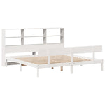 ZNTS Bookcase Bed without Mattress White 200x200 cm Solid Wood Pine 3321817
