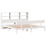 ZNTS Bookcase Bed without Mattress White 200x200 cm Solid Wood Pine 3321817