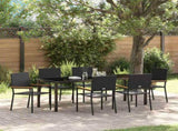Garden Dining Set with Cushion 7 pcs Black Poly Rattan 3379707