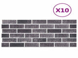 Wall Panels 10 pcs 100 x 50 cm Black and Grey EPS Foam 42046093