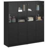 Bookcase with Doors Black 136x37x142 cm Engineered Wood 3206525