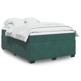 Box Spring Bed with Mattress Dark Green 140x200 cm Velvet 3285290