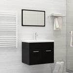 2 Piece Bathroom Furniture Set Black Engineered Wood 804783