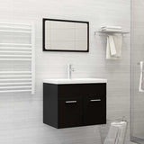 2 Piece Bathroom Furniture Set Black Engineered Wood 804783
